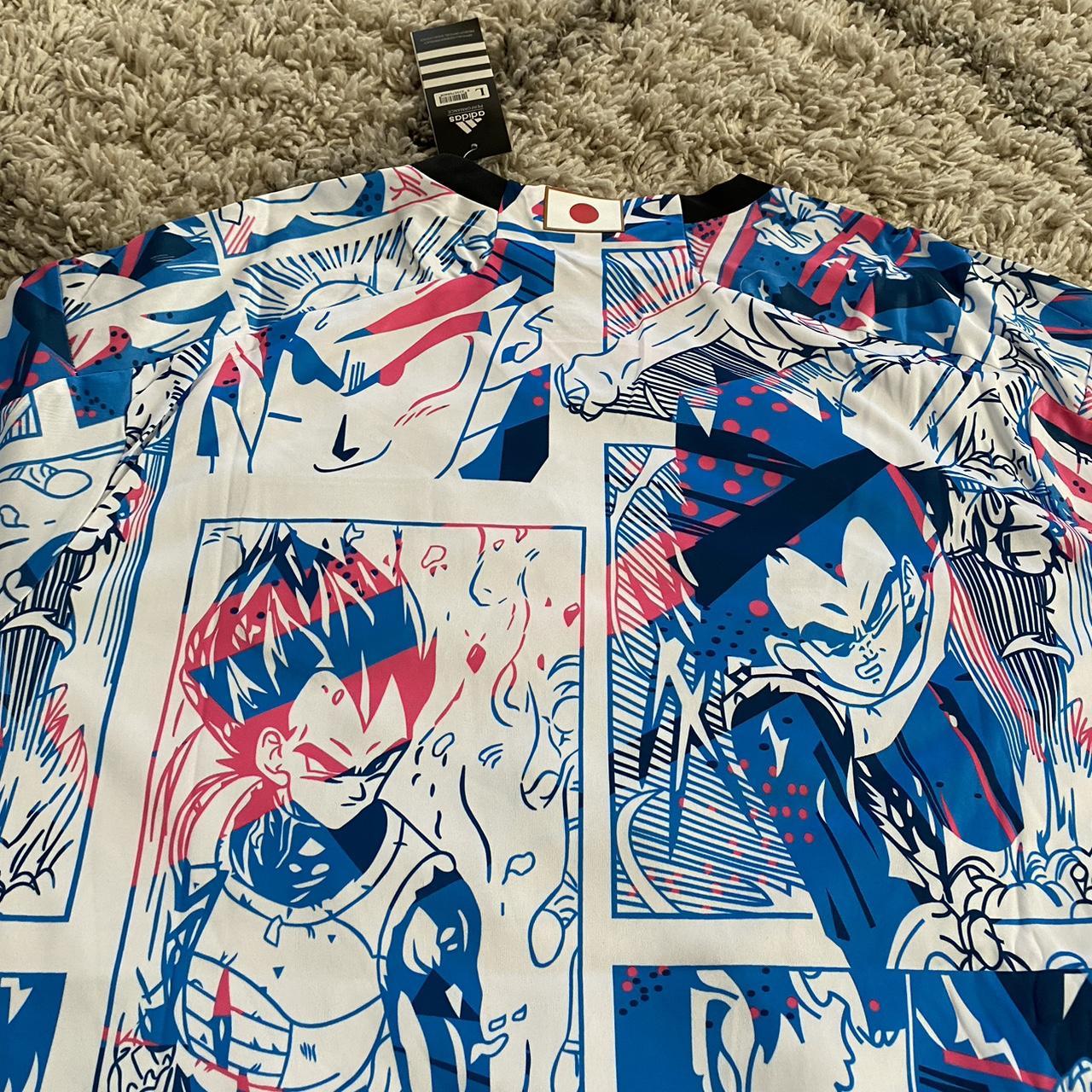 Blue and white Japan Dragon Ball Z Adidas... - Depop