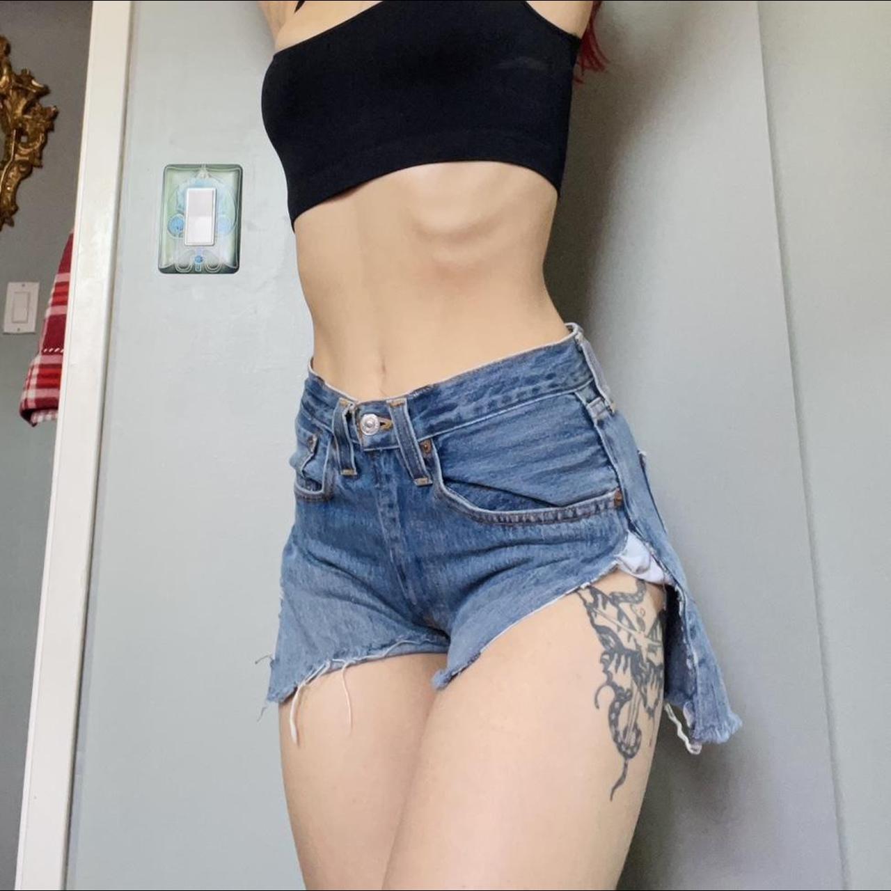 Deconstructed jean shorts made out of vintage... Depop