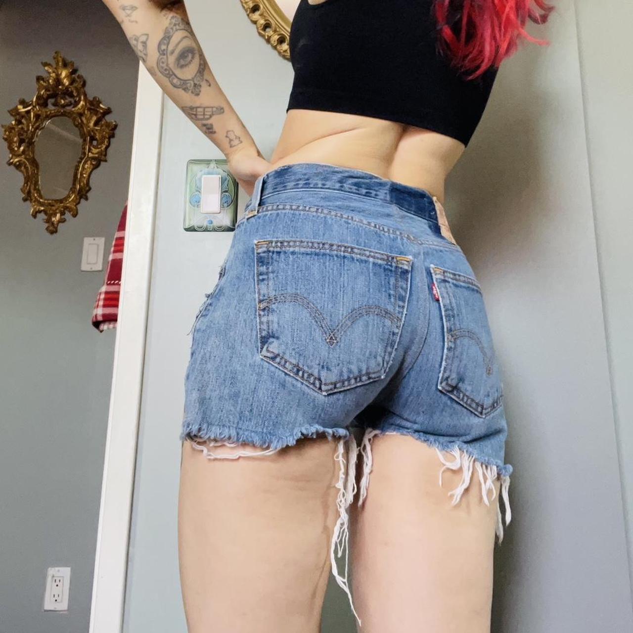 Deconstructed jean shorts made out of vintage... Depop