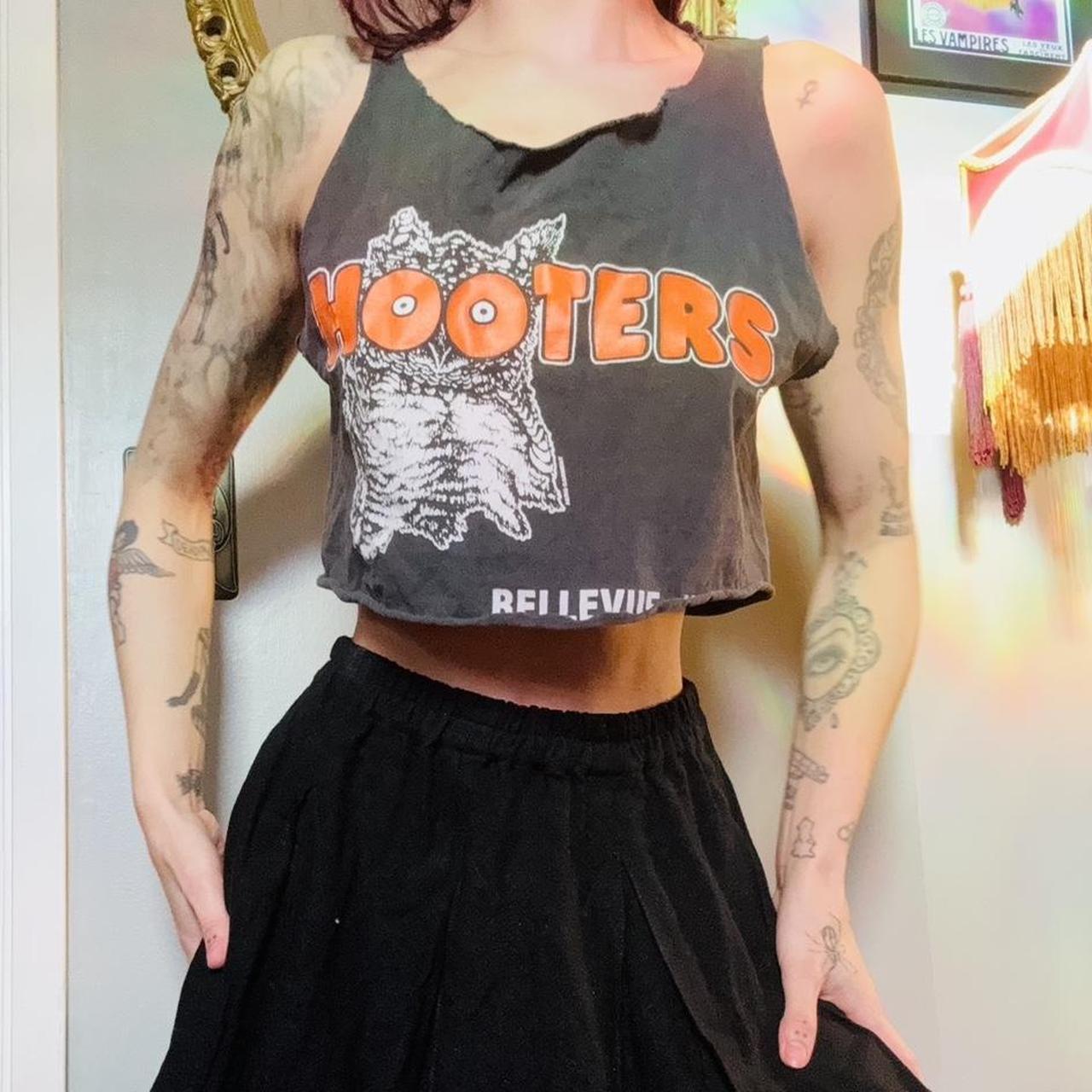 Vintage Hooters cut up crop top. Faded to... - Depop