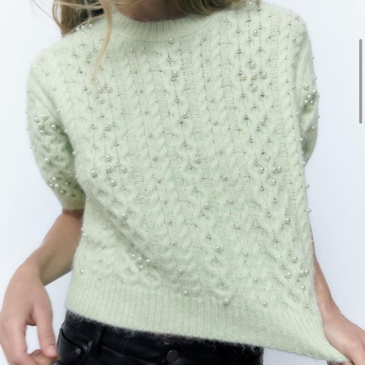 Ladies Jumper Green Sweater Zara Zara Wool Alpaca Blend Light/Mint