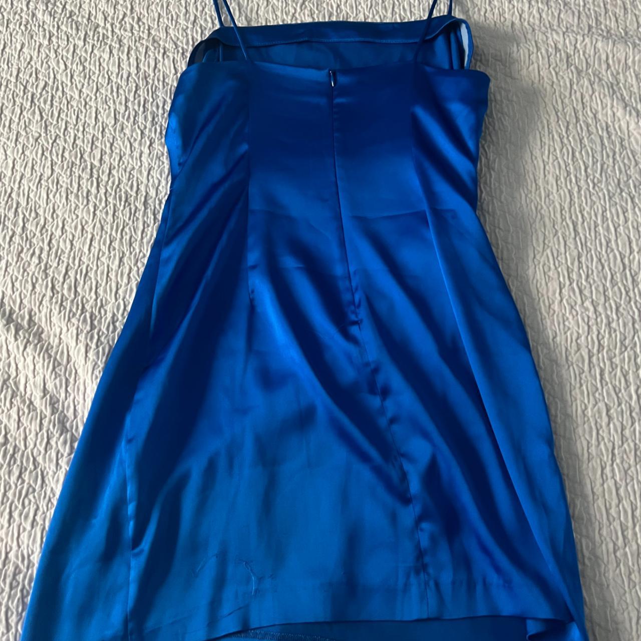 Blue satin Zara dress - Depop