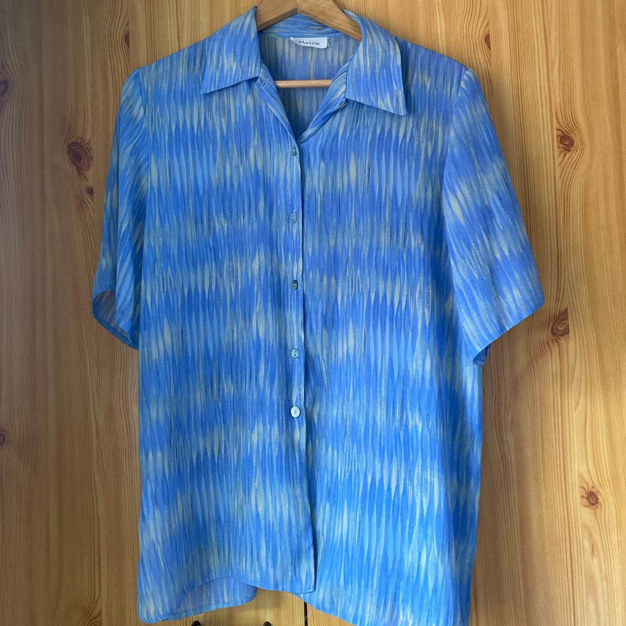 Gorgeous blue / yellow pattern summer shirt. Size:... - Depop