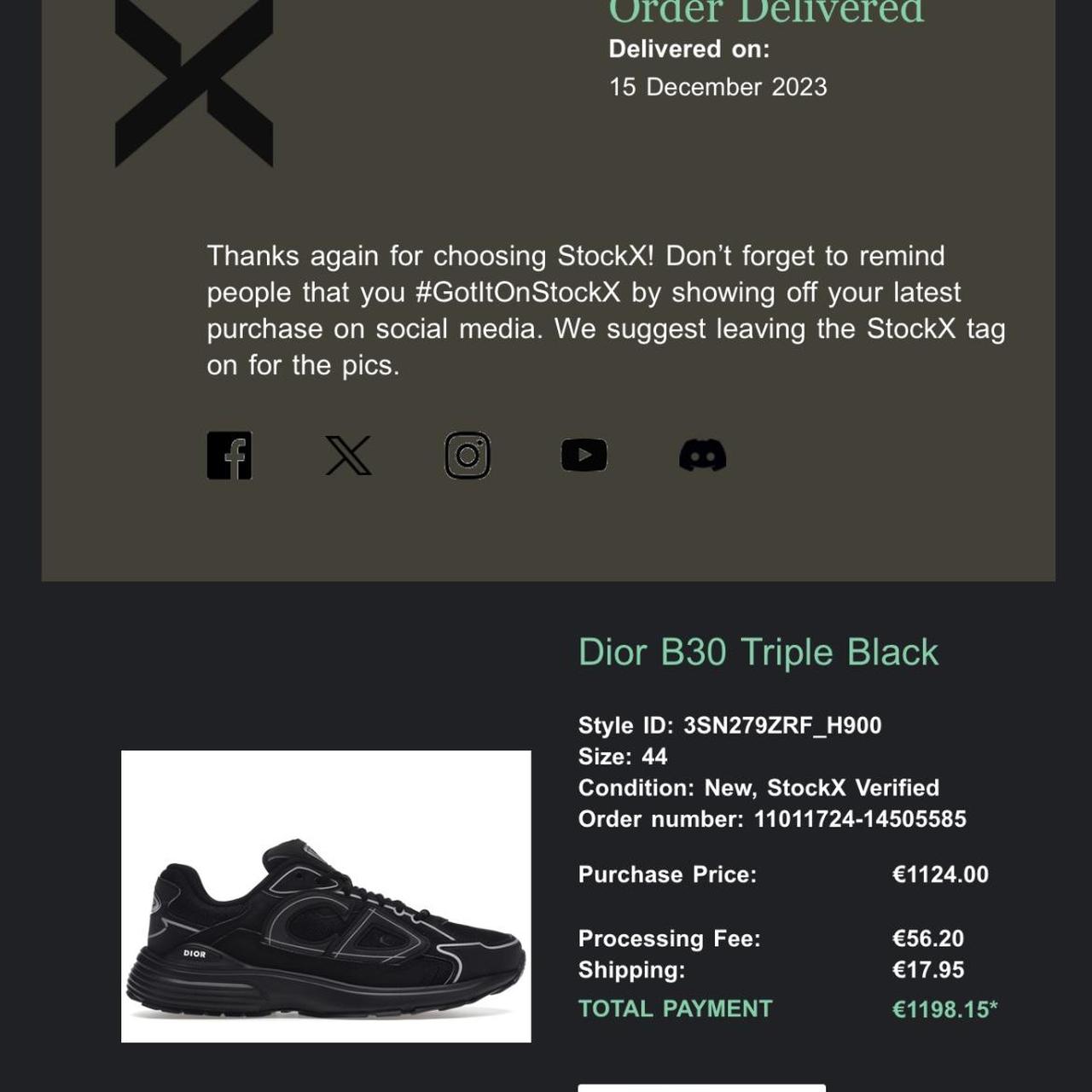 Dior B30’s full black ⚫️, Size 44 Europe Uk