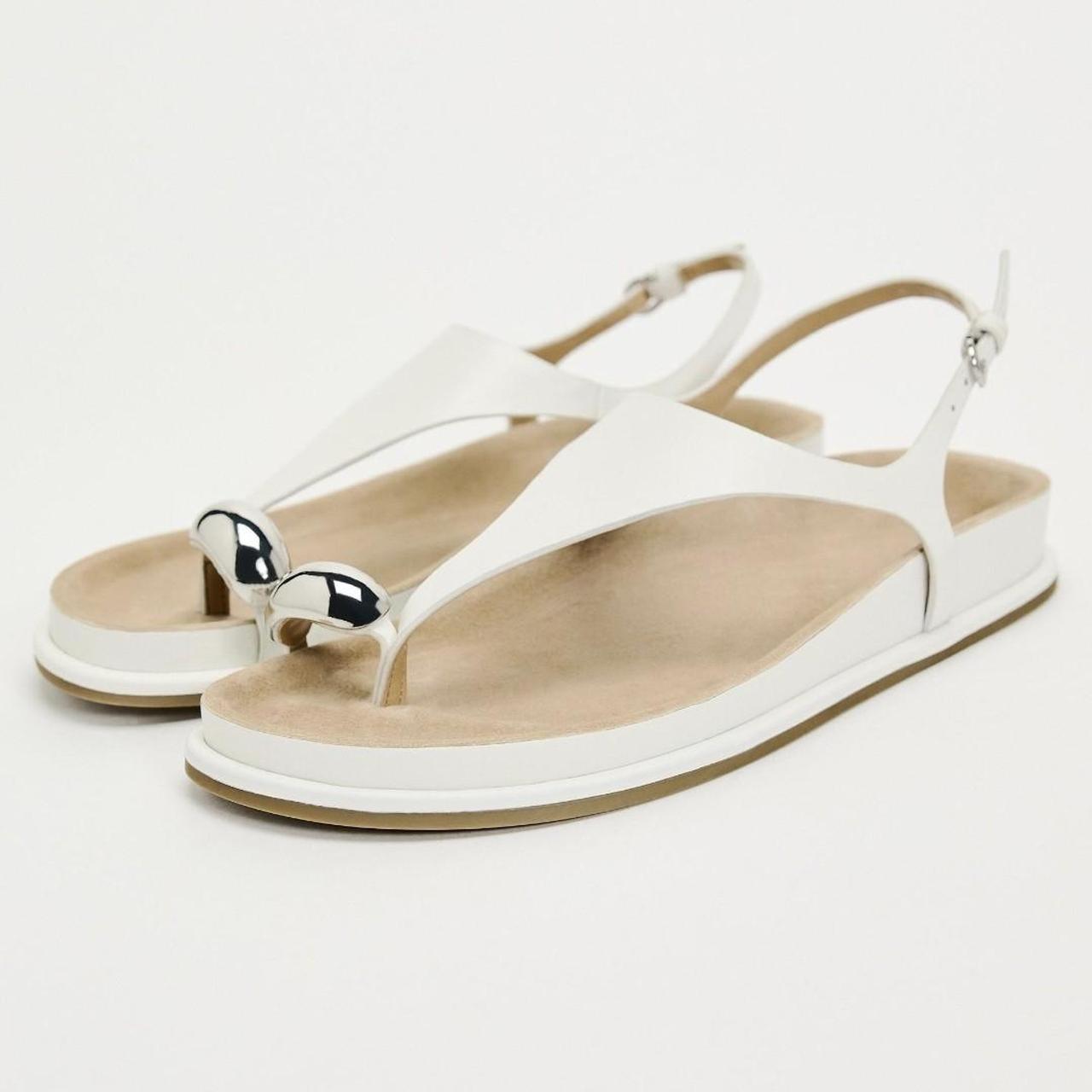 ZARA EMBELLISHED METALLIC LEATHER SANDALS New Depop