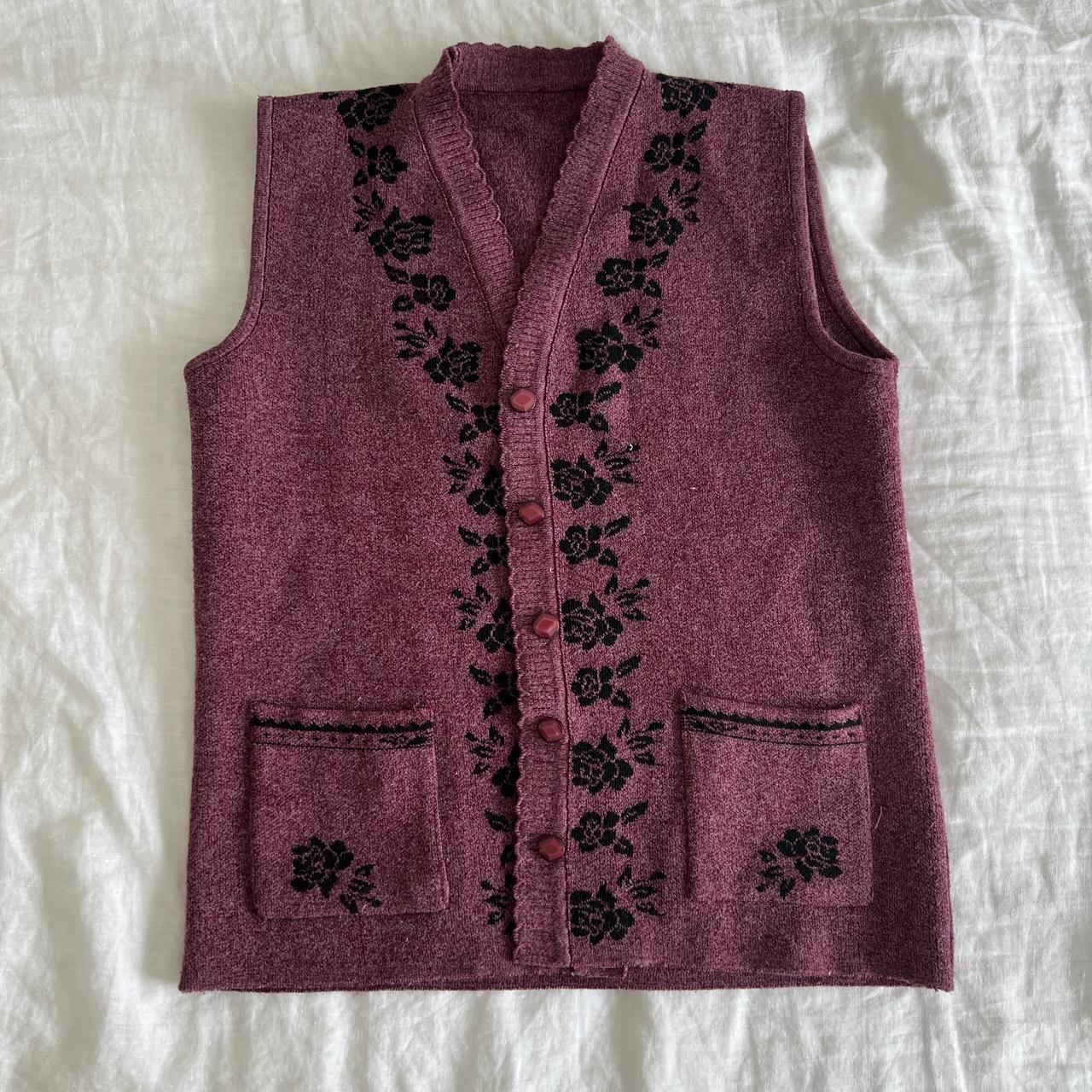 Purple Vest With Floral Pattern No Tags So I’m - Depop