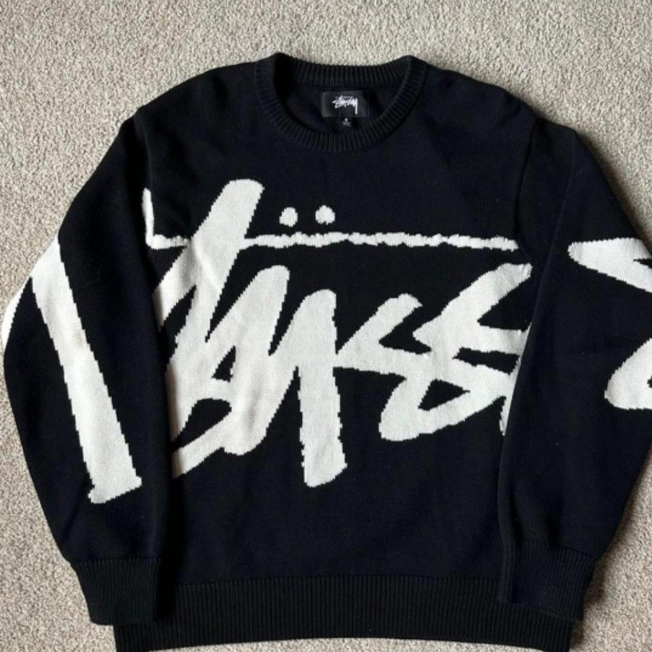 stussy swirl knit sweater size medium - Depop