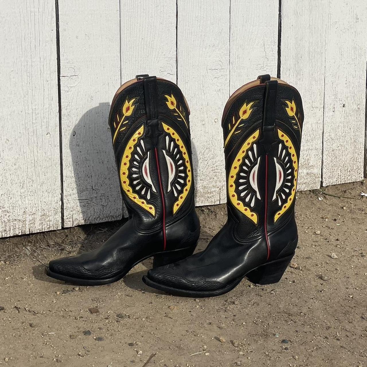 Black and yellow cowboy cheap boots