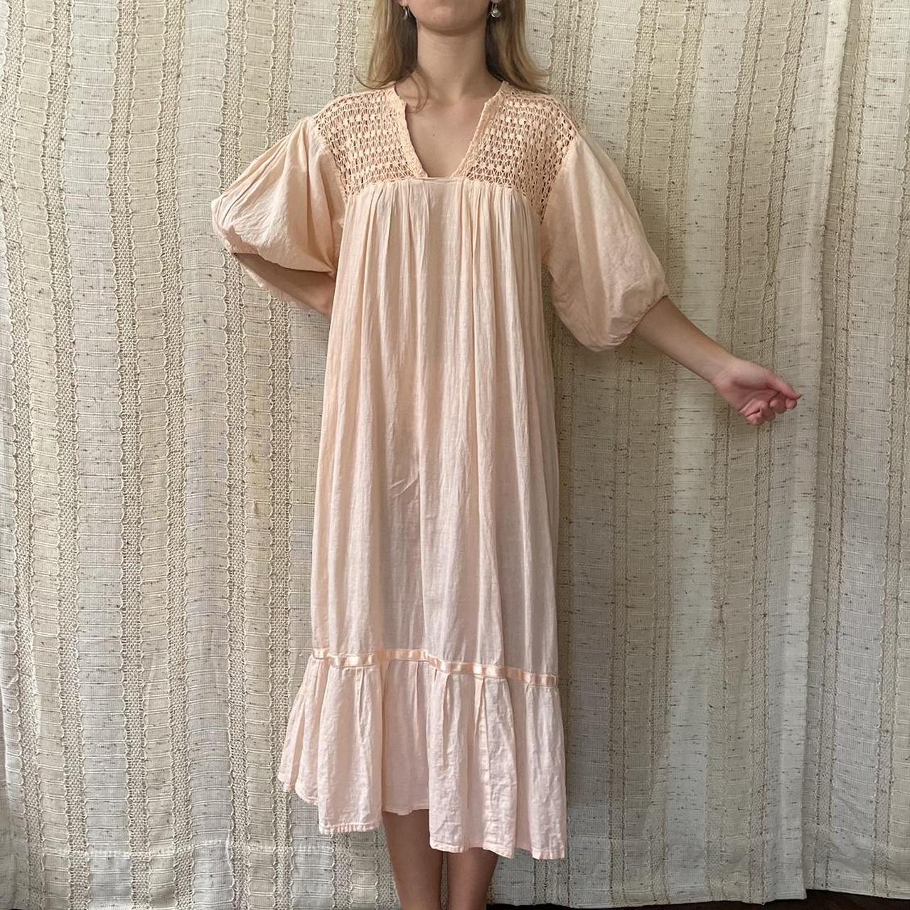 Vintage babydoll/salmon pink sheer midi maxi dress... - Depop