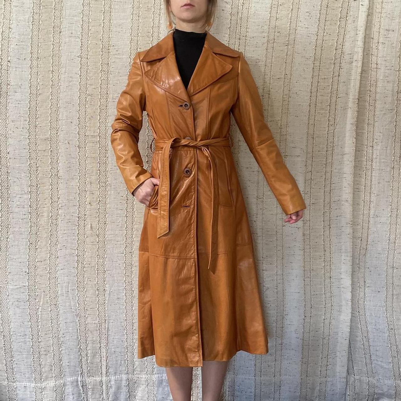 Vintage 70s Libby’s Leather buy Mid Length Trench Coat