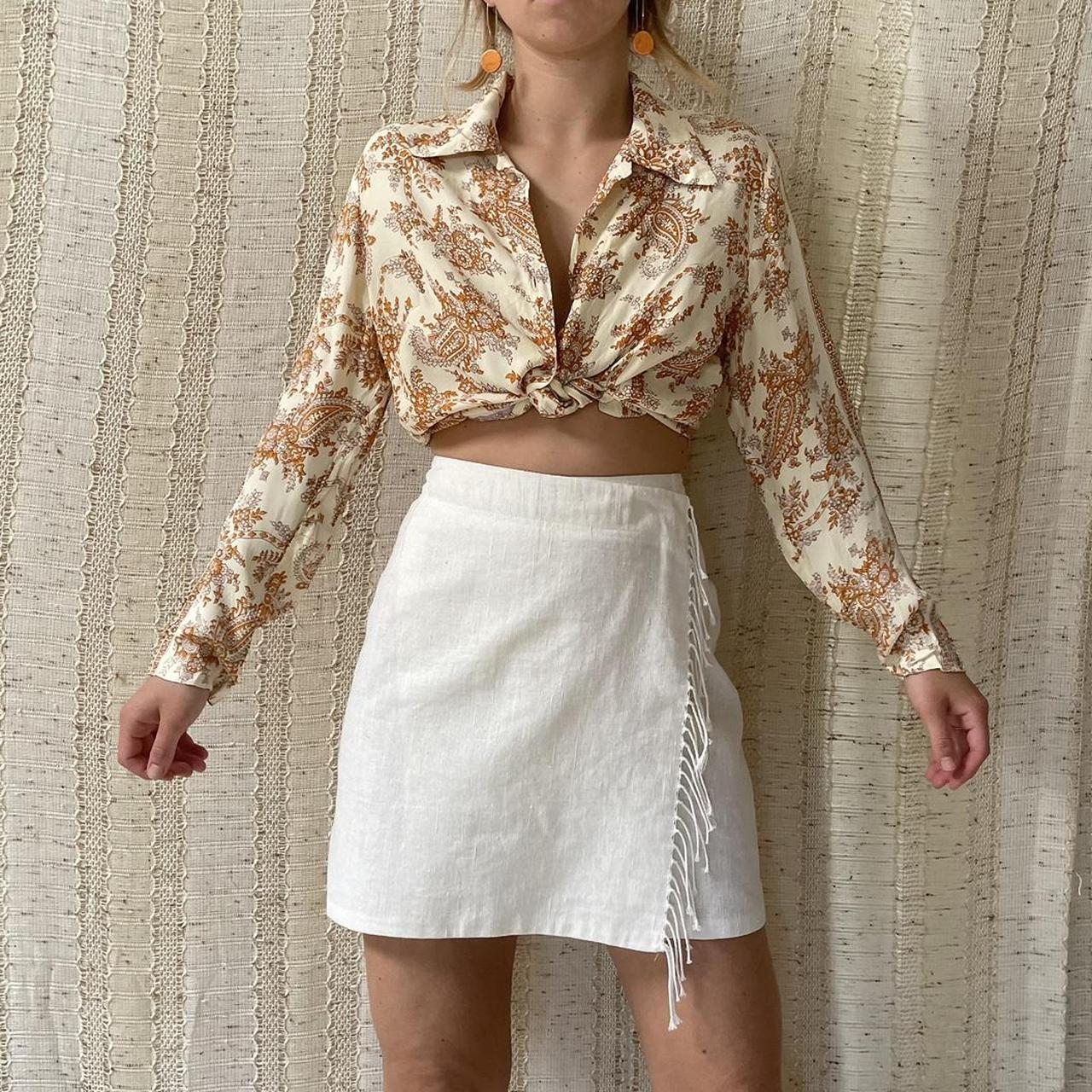 Vintage 80s 90s NWT white off white mini skirt. Depop