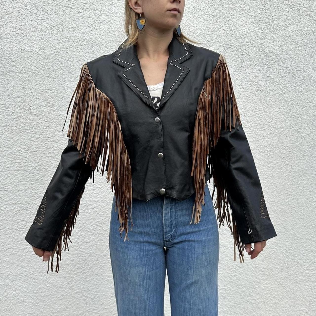 Vintage Women's Leather Jacket - Black/Brown - S … - image 3