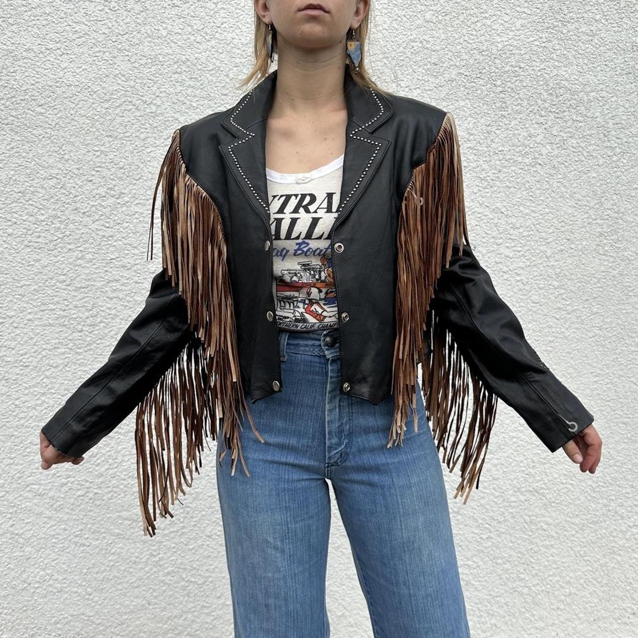 Vintage Women's Leather Jacket - Black/Brown - S … - image 1