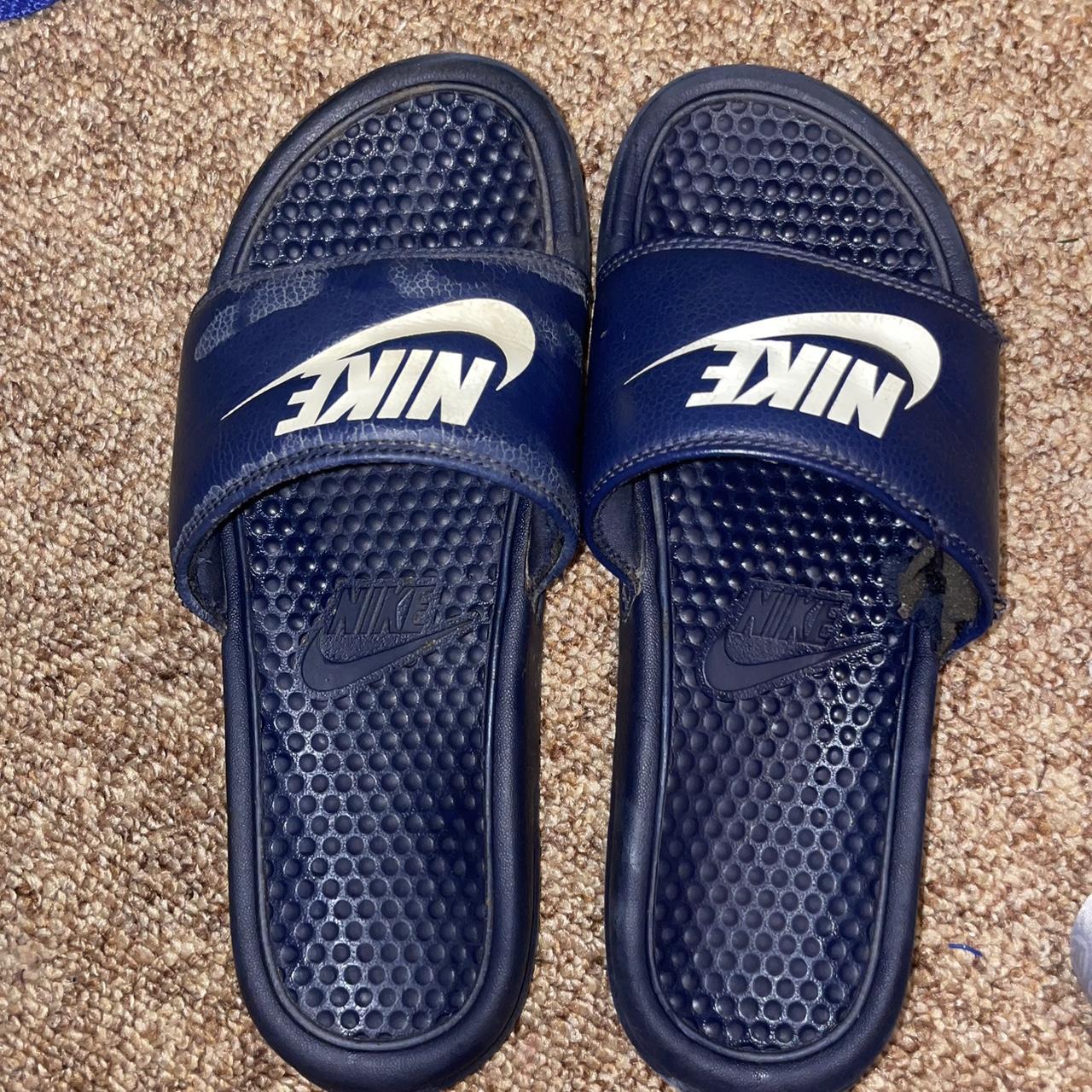 Used Men s Navy Blue Nike Slides Size. Depop