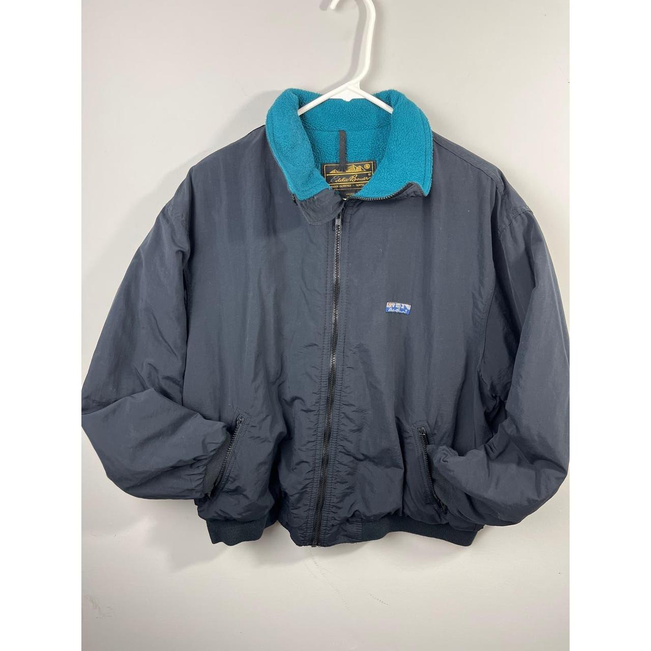 90s fleece lined nylon jacket by Eddie Bauer medium. Depop