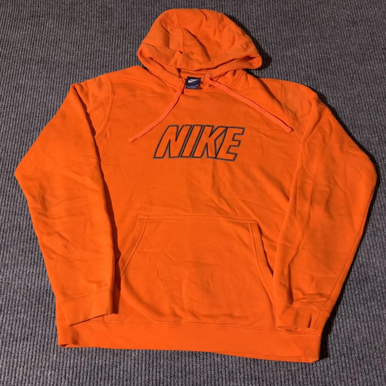 Vintage Nike Orange And Black Hoodie (M) Blue