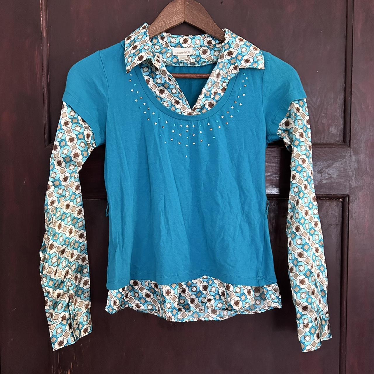 Y2K Limited Too two layer bright blue short sleeved | Depop