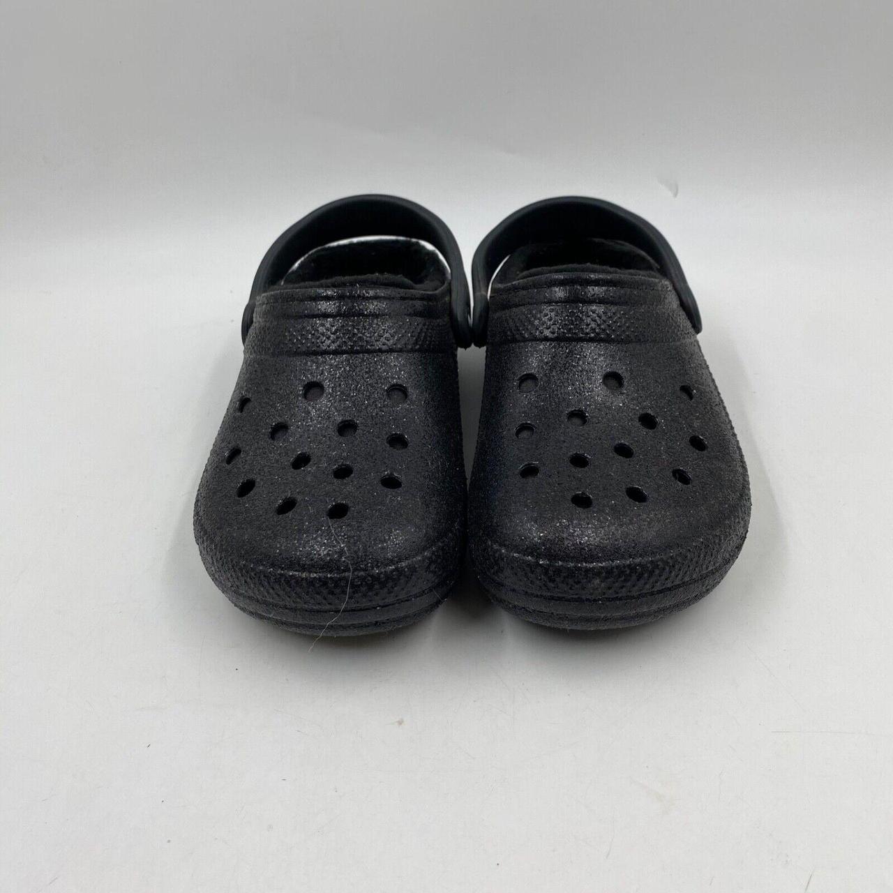 lined black crocs