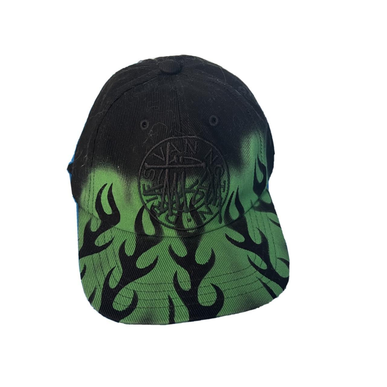 Stussy x Dries Van Noten Flames Fire Cap Black Green... - Depop