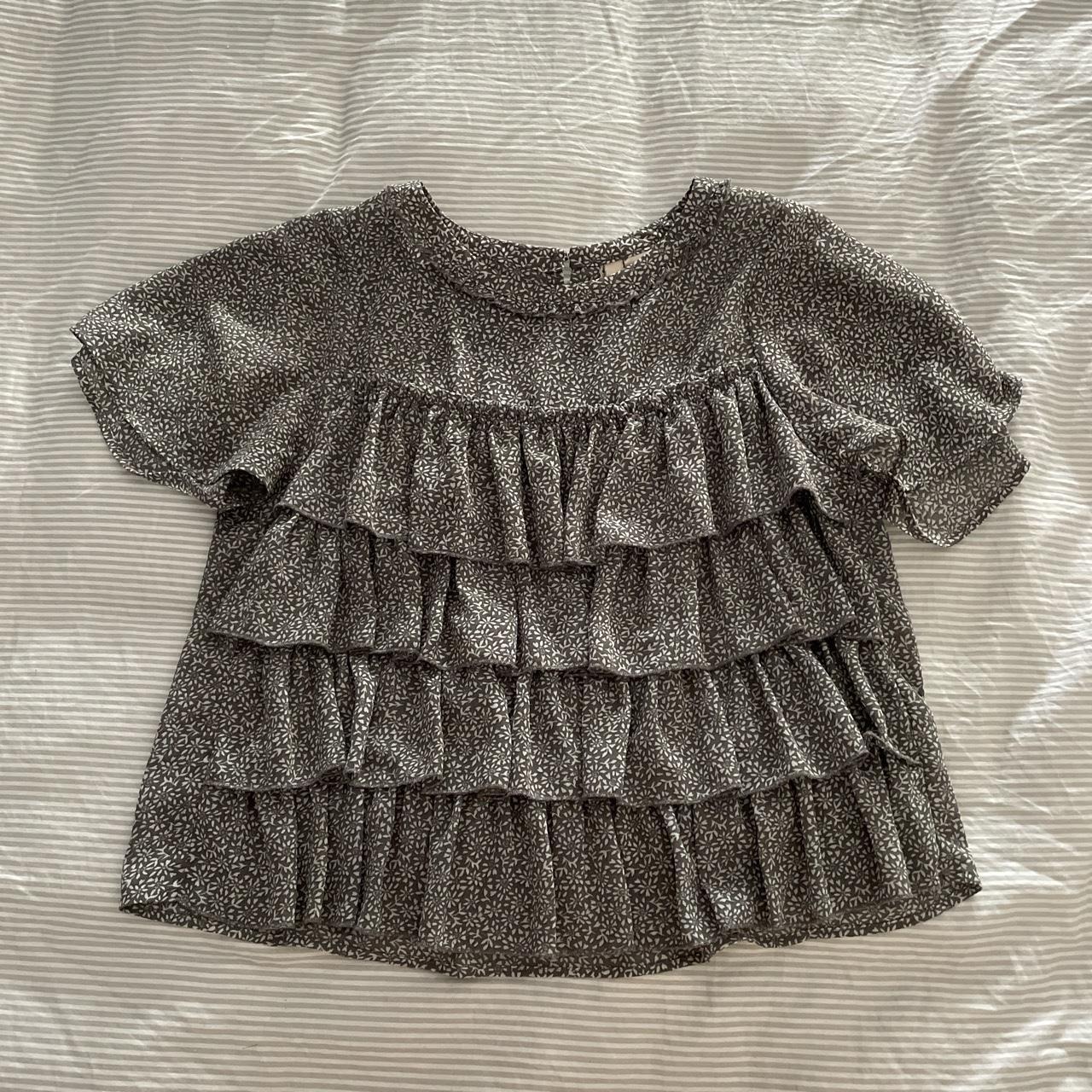 H&M ruffle floral top UK 10 - Depop