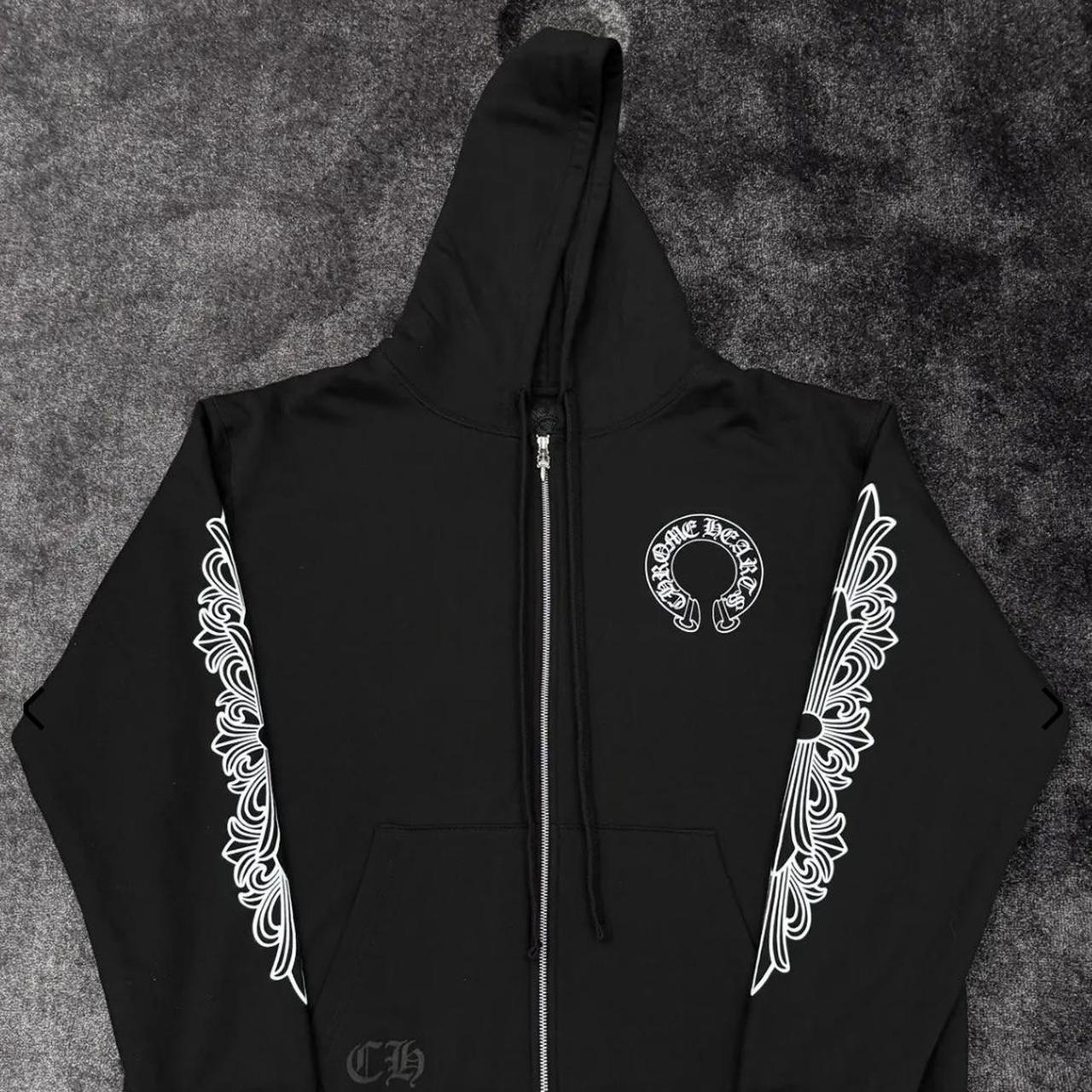 Chrome Hearts Horseshoe Floral Cross-Sleeve Zip Up | Depop