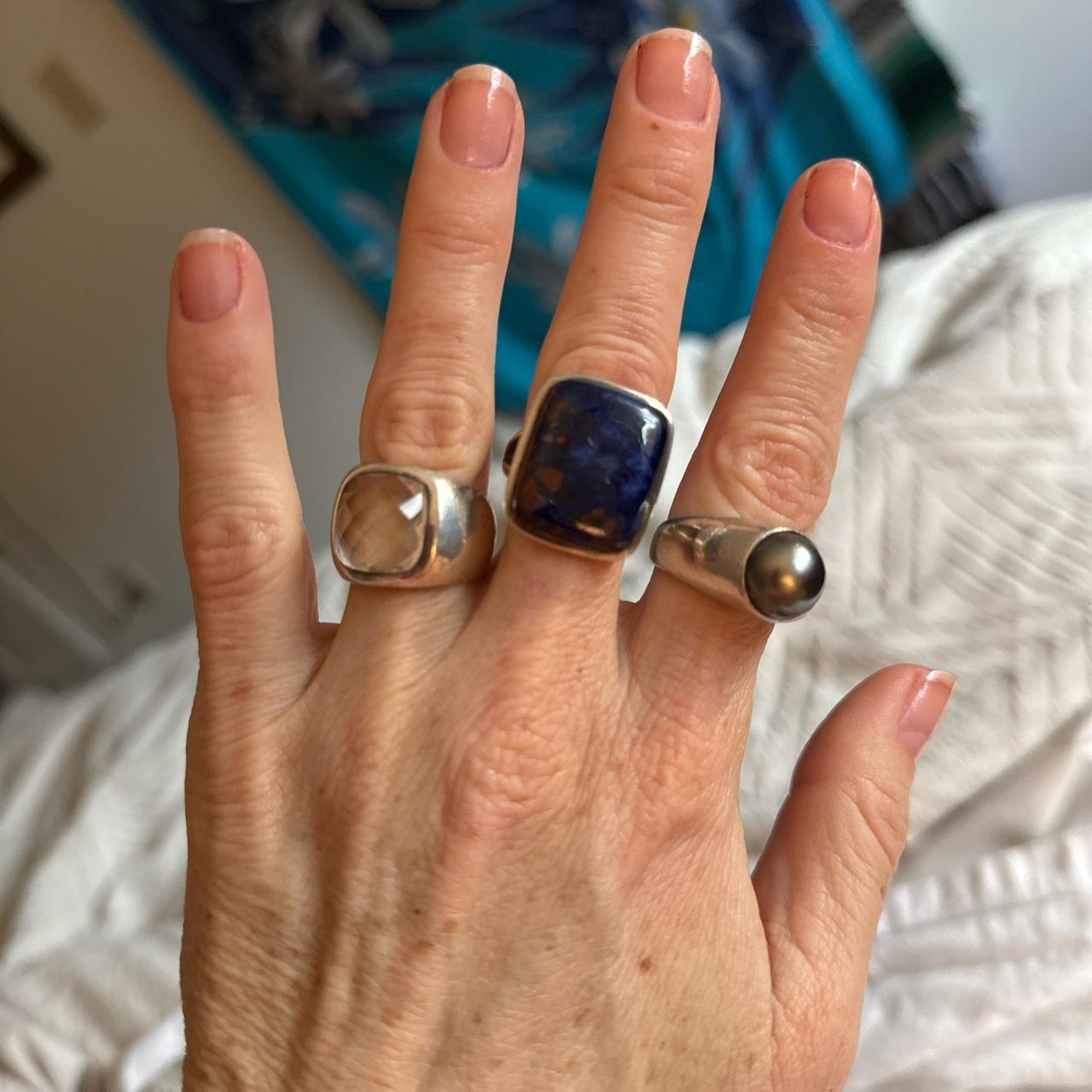 Women's Ring - Blue/Silver – Silver ring bundle -… - image 1