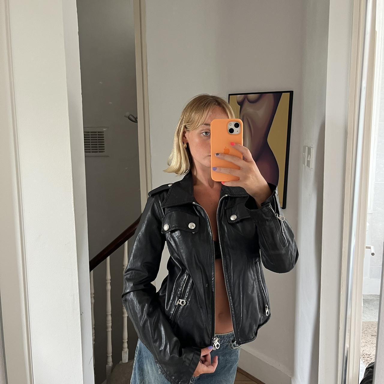 Nolita vintage black leather jacket with silver... - Depop