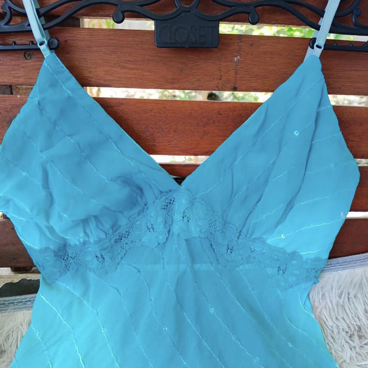 y2k fairy coquette blue gradient sequin slip dress... - Depop