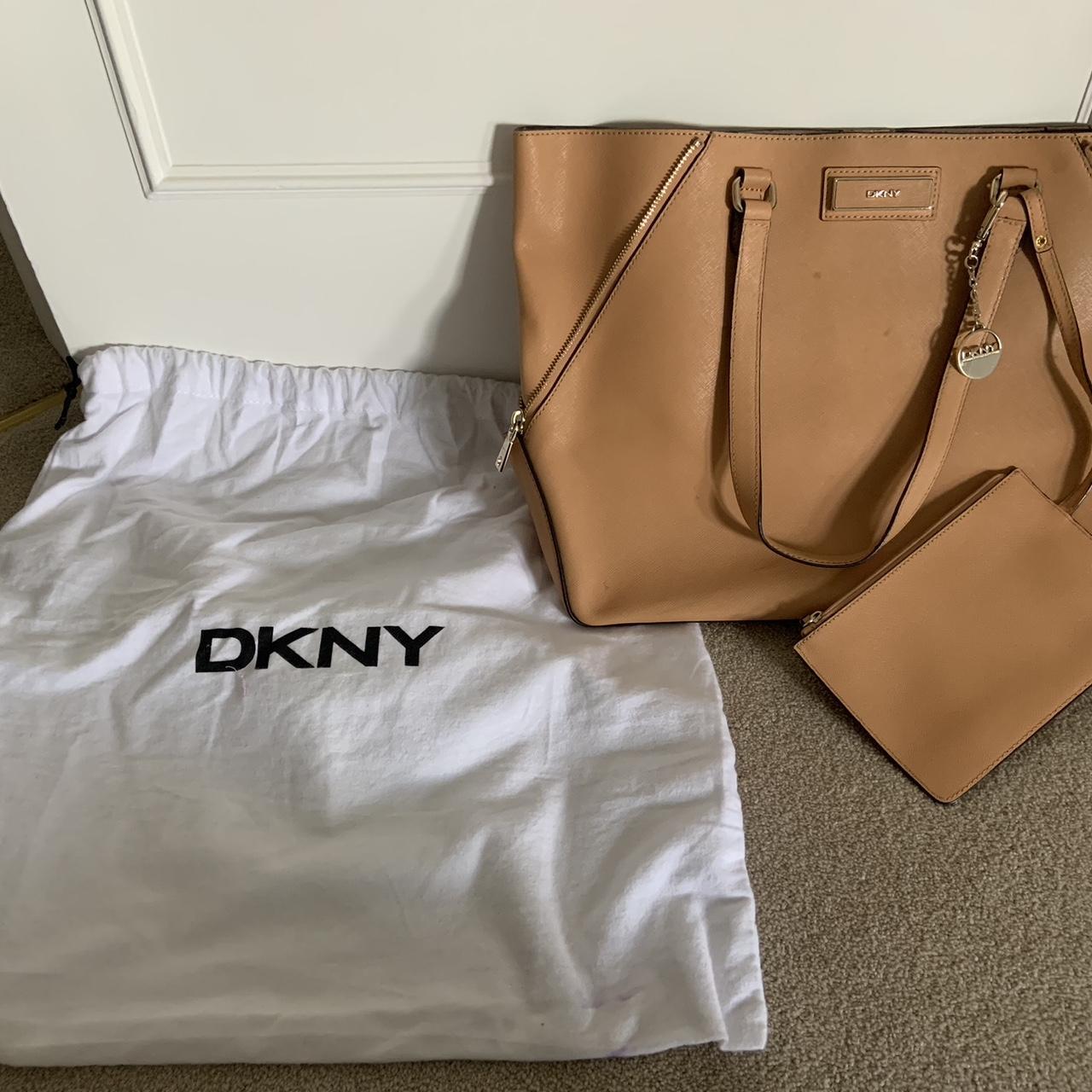 DKNY Saffiano tote bag that zips into a smaller bag