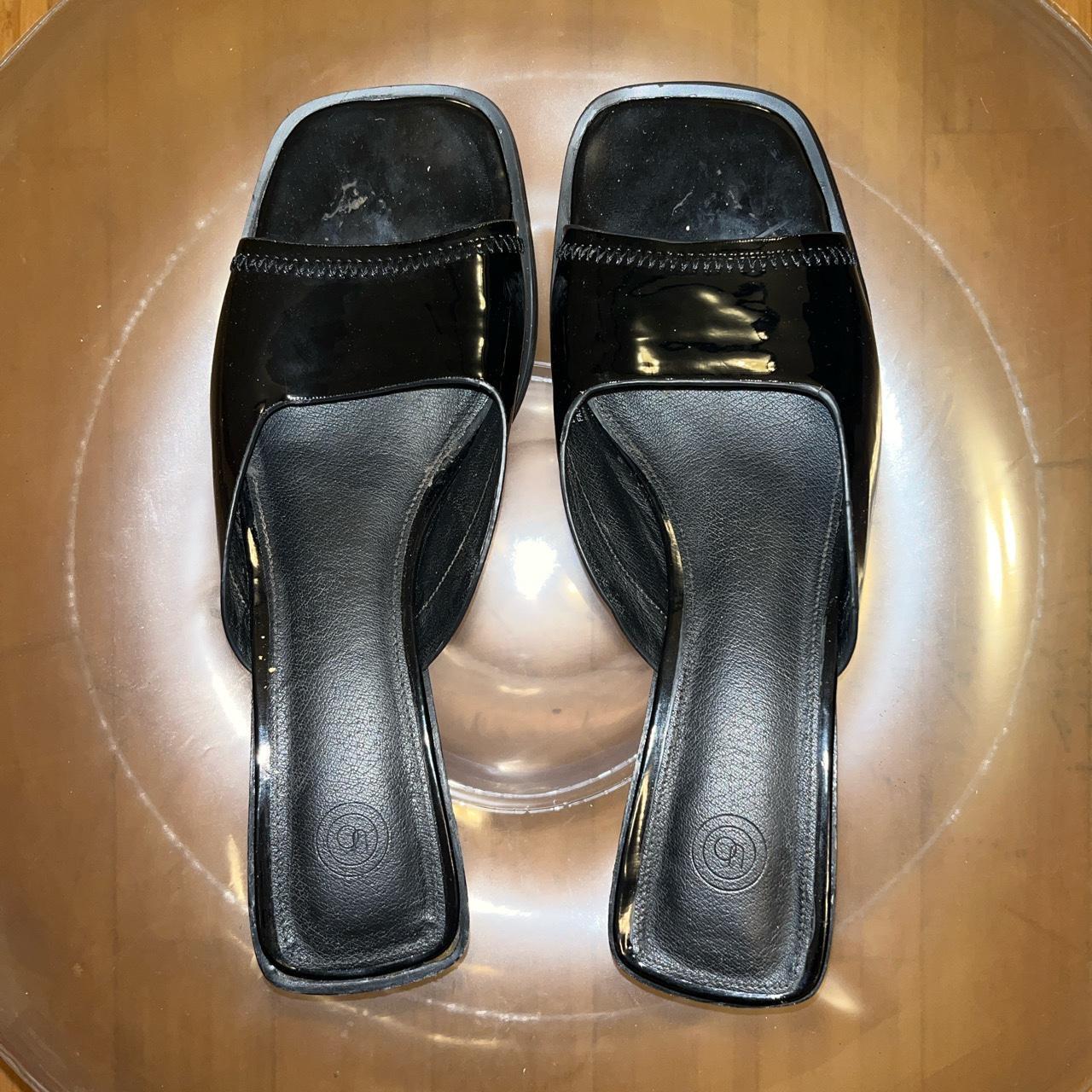 UO black patent leather square toe block heels I’ve... - Depop