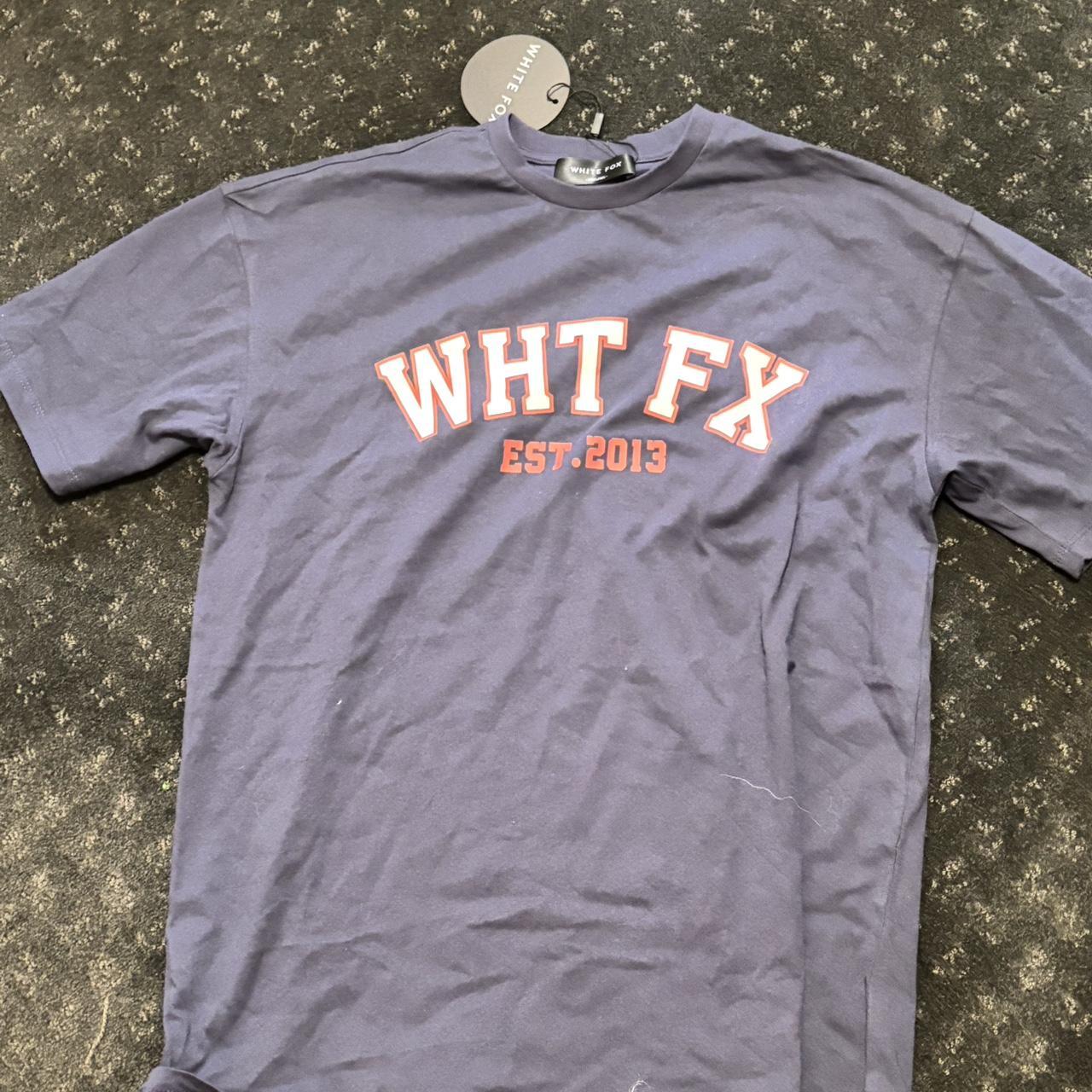 Navy oversized White fox t shirt size xxs/xs Never... | Depop
