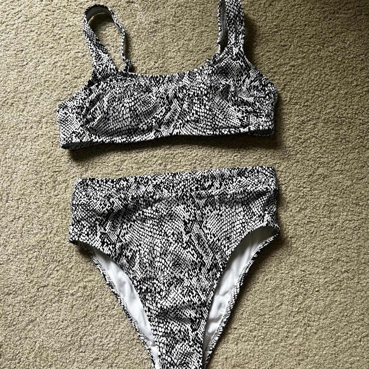 Target snake print swimsuit top and bottom. Gently. Depop