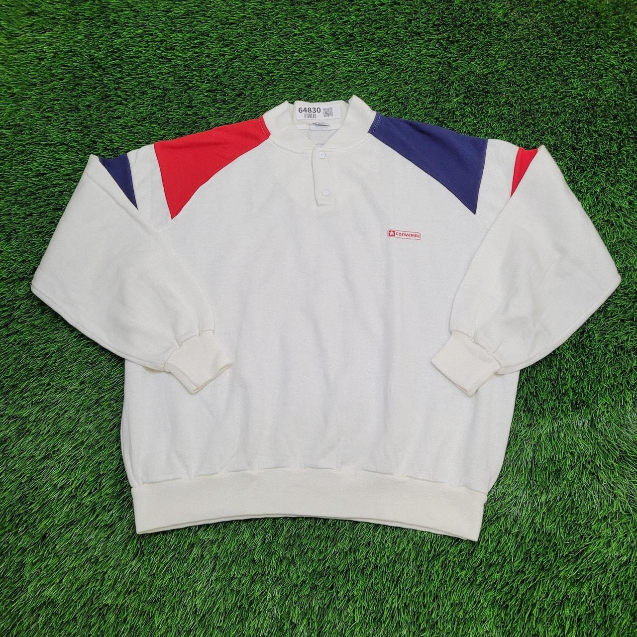 Vintage 80s Converse Raglan Henley Sweatshirt. Depop