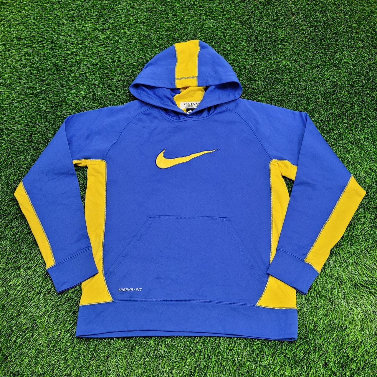 NIKE Therma Fit Hoodie Medium 22x25 Blue. Depop