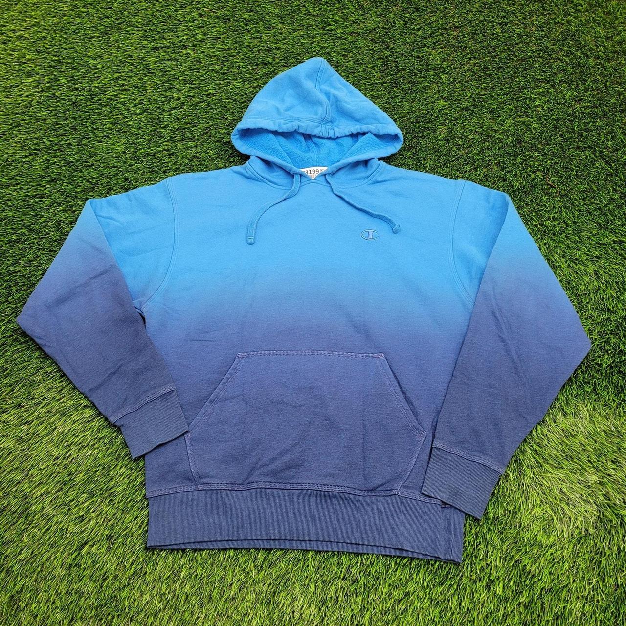 Champion Oversized Hoodie Medium 22x26 Ombre Blue. Depop