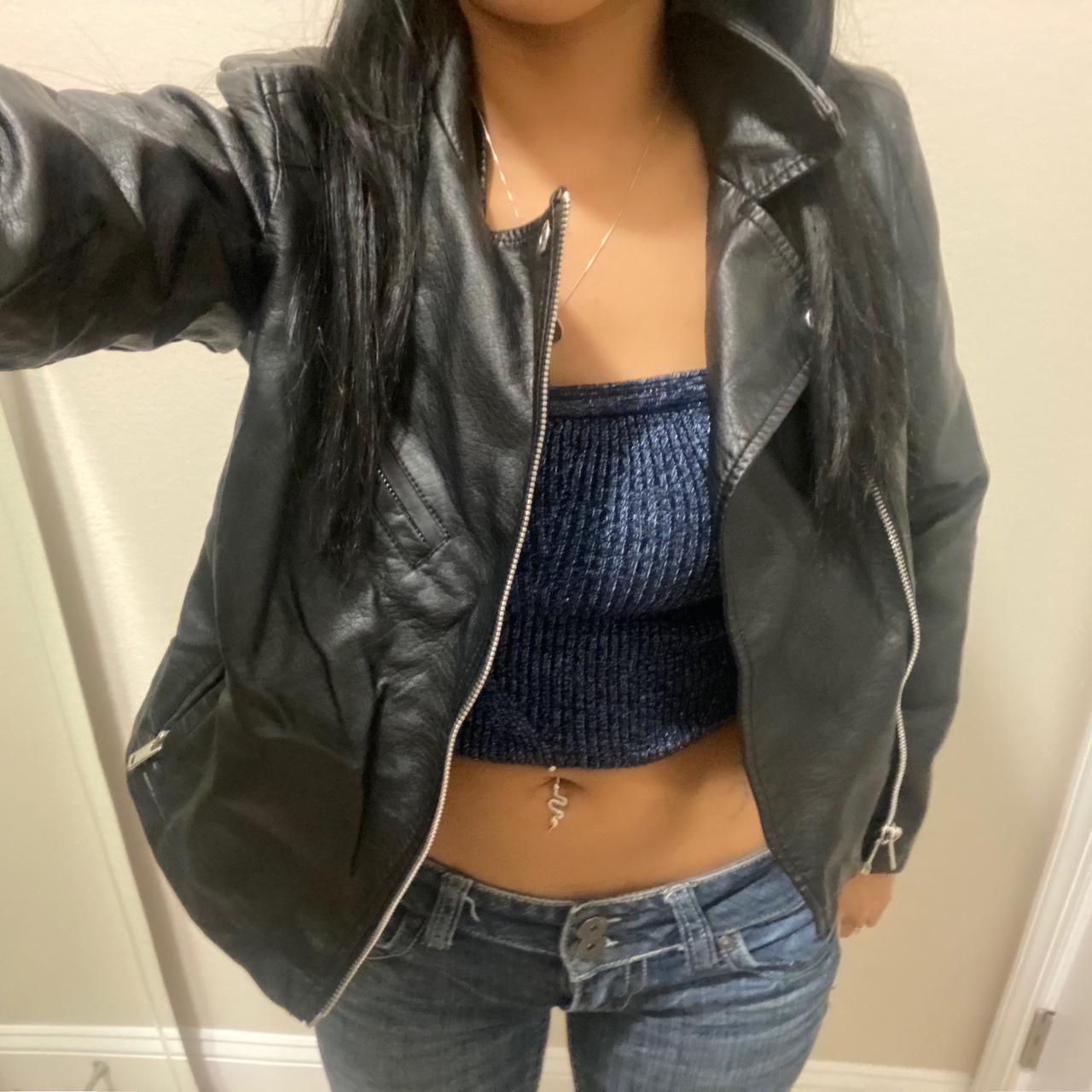 black leather jacket from charlotte russe. size m Depop