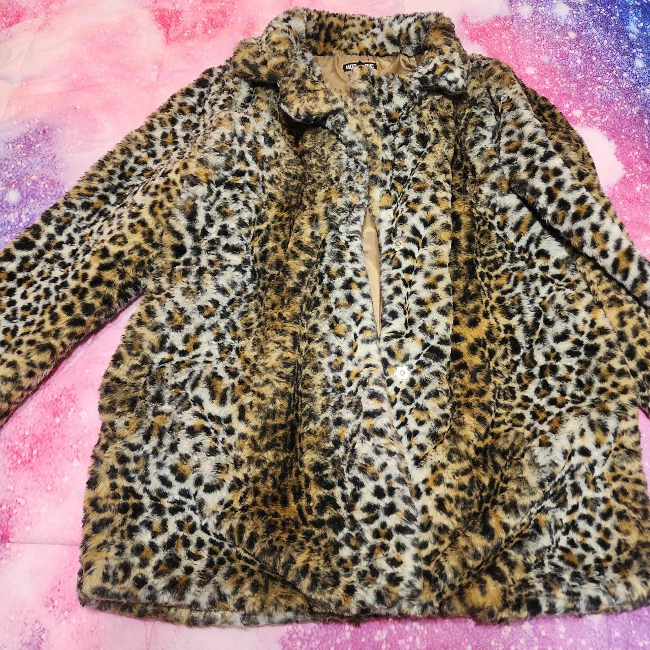 Faux fur cheetah coat. Never worn - Depop