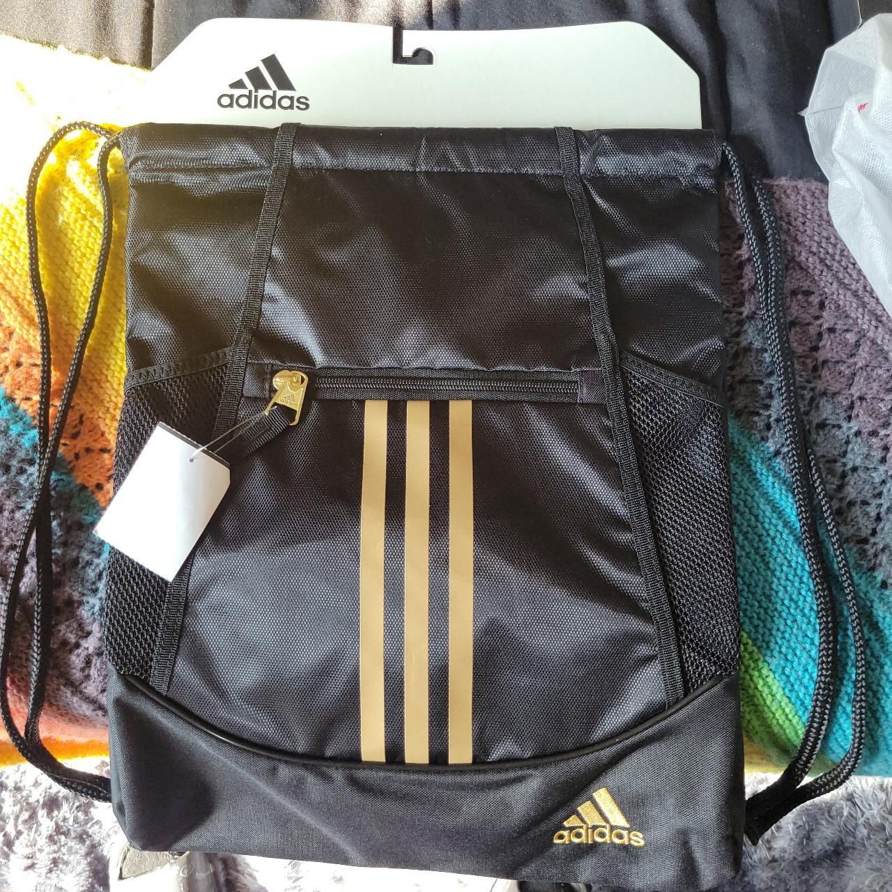 Adidas Drawstring Backpack Black Gold. Brand new. Depop