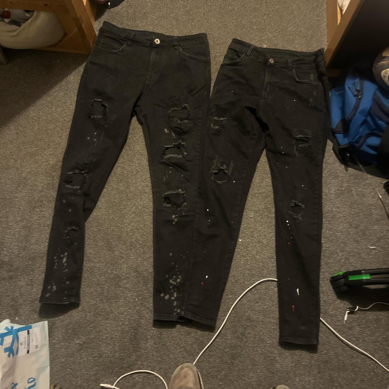 2 pairs of splatter paint nvlty jeans in a waist... Depop