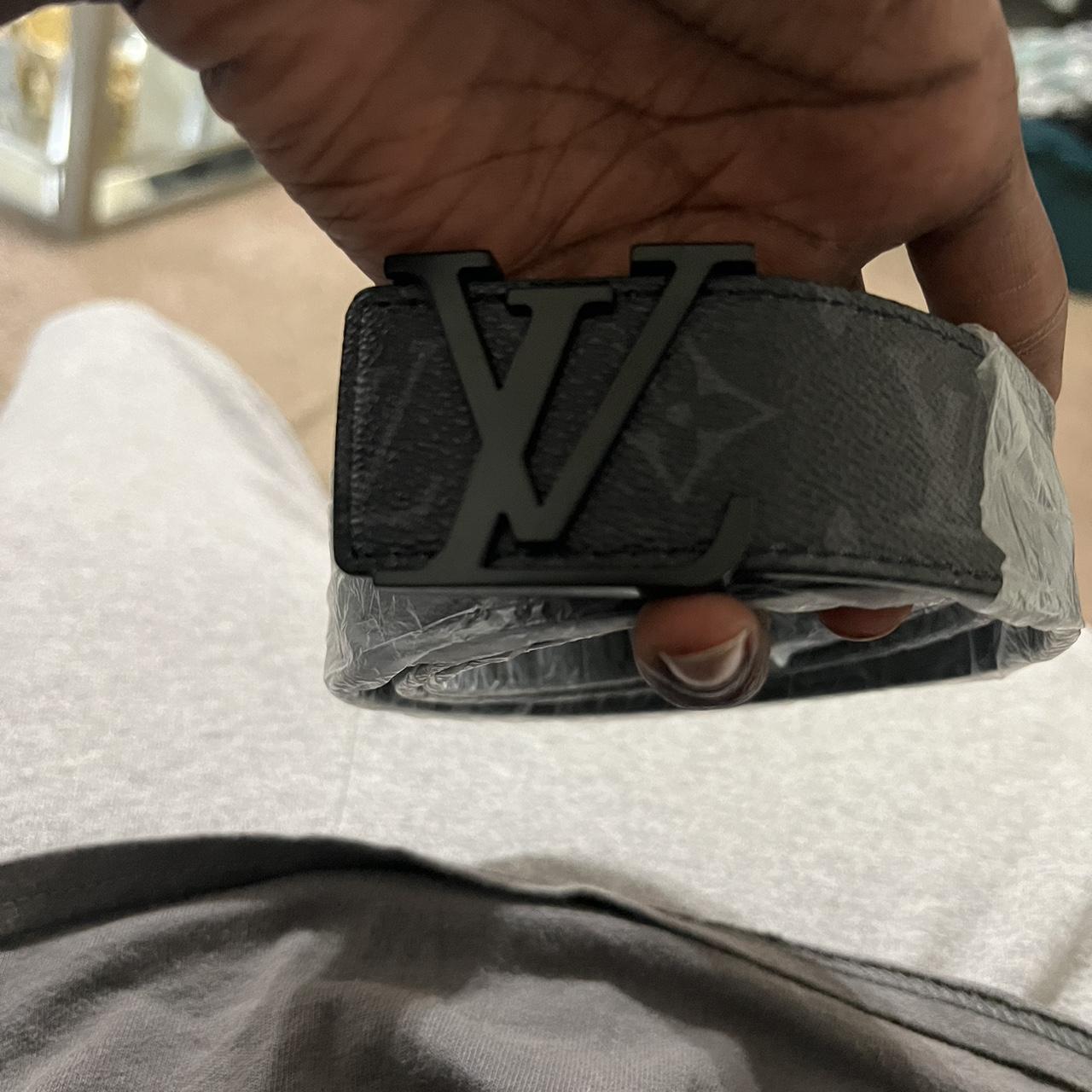 120 cm all black Louie Vuitton belt - Depop