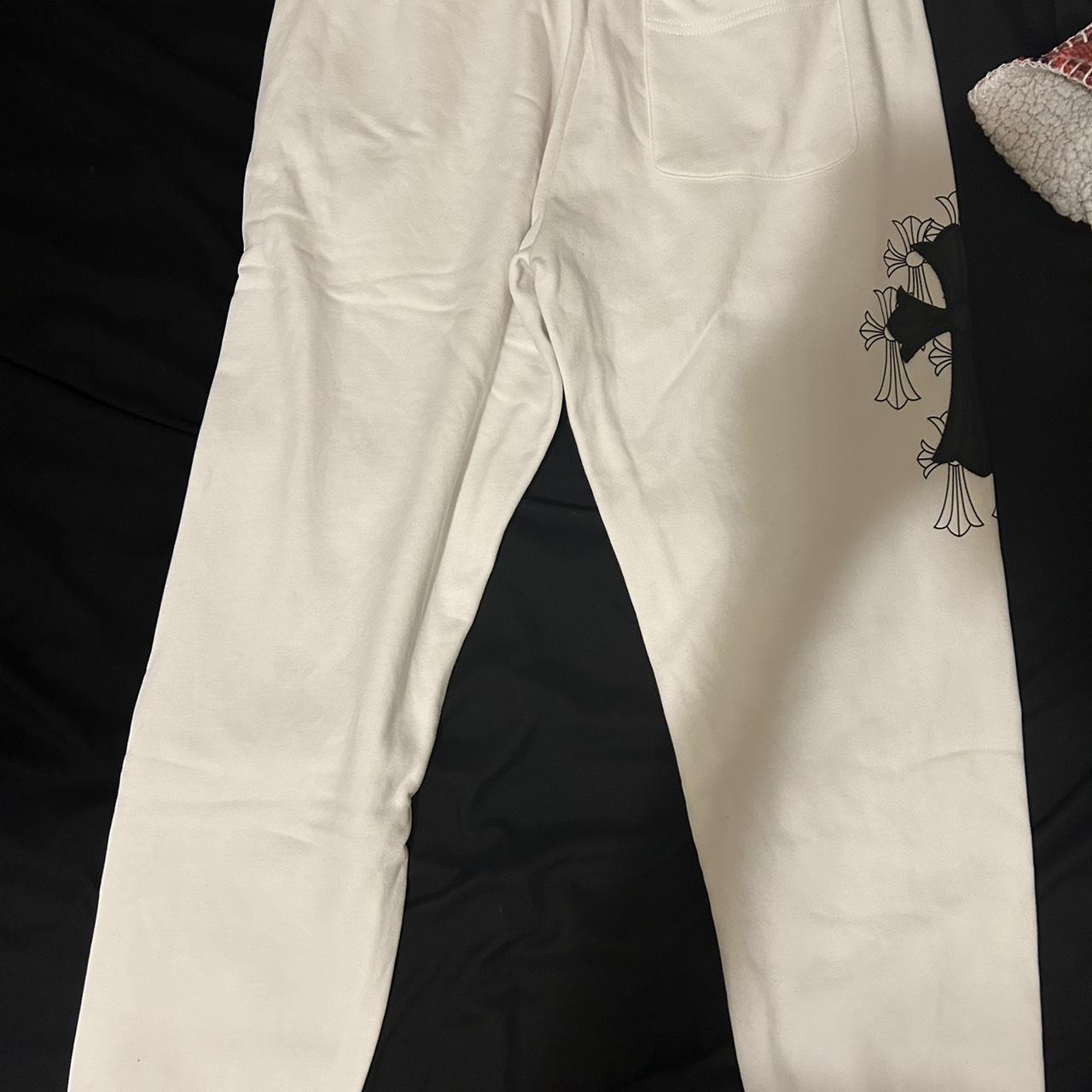 Chrome Hearts white and black joggers - Depop