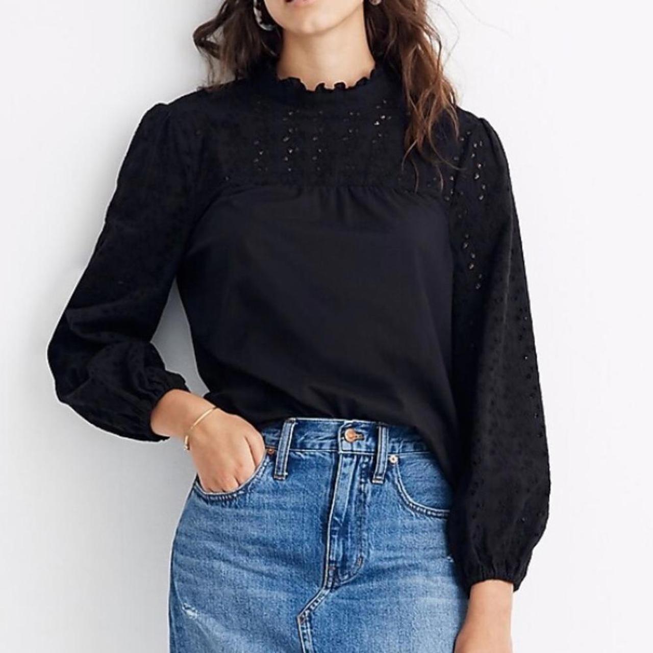 Eyelet mockneck ruffle top madewell online