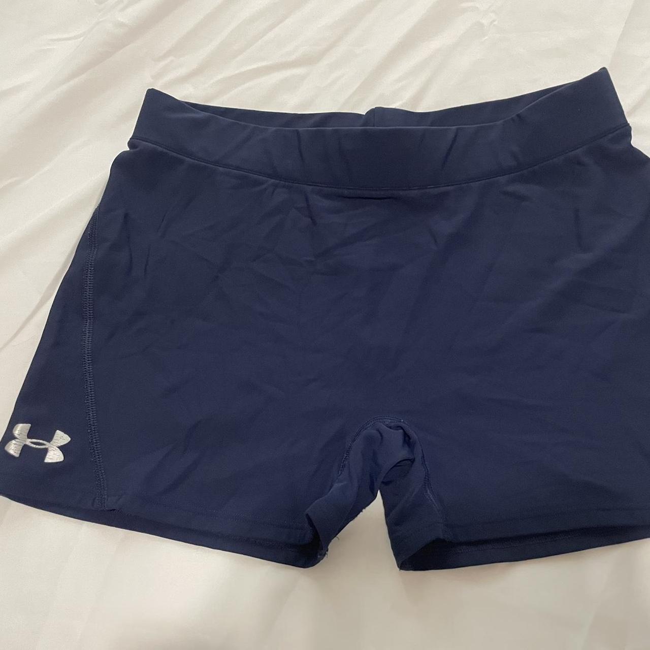 Navy blue Under Armour spandex shorts #gymshorts - Depop