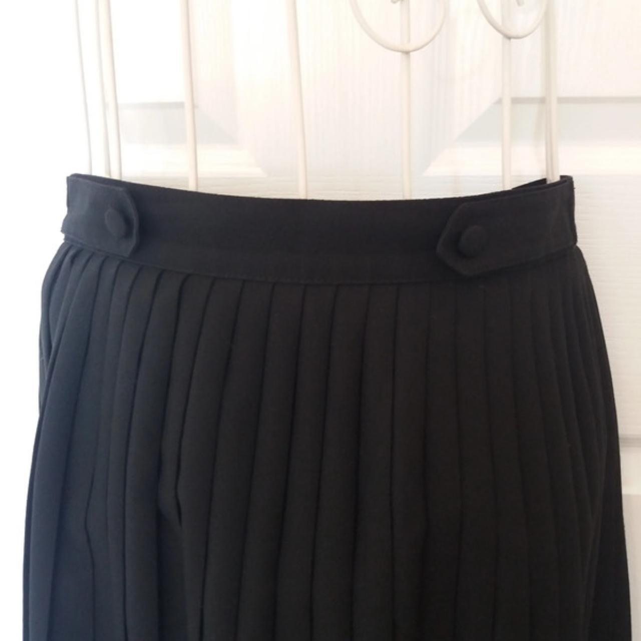 Vintage St Michael Black Pleated Skirt with Waist... - Depop