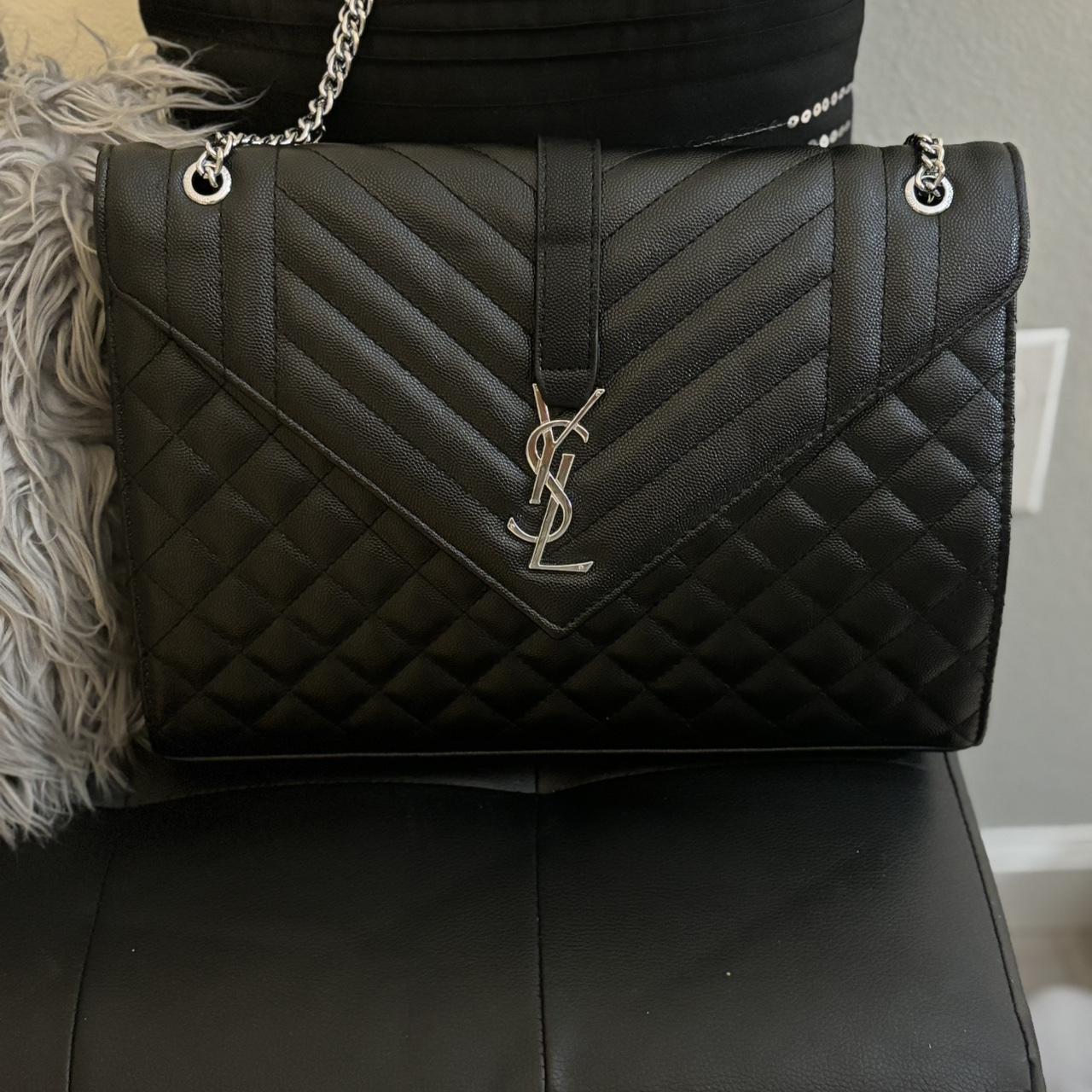 Medium sized Saint Laurent black quilted bag with... Depop