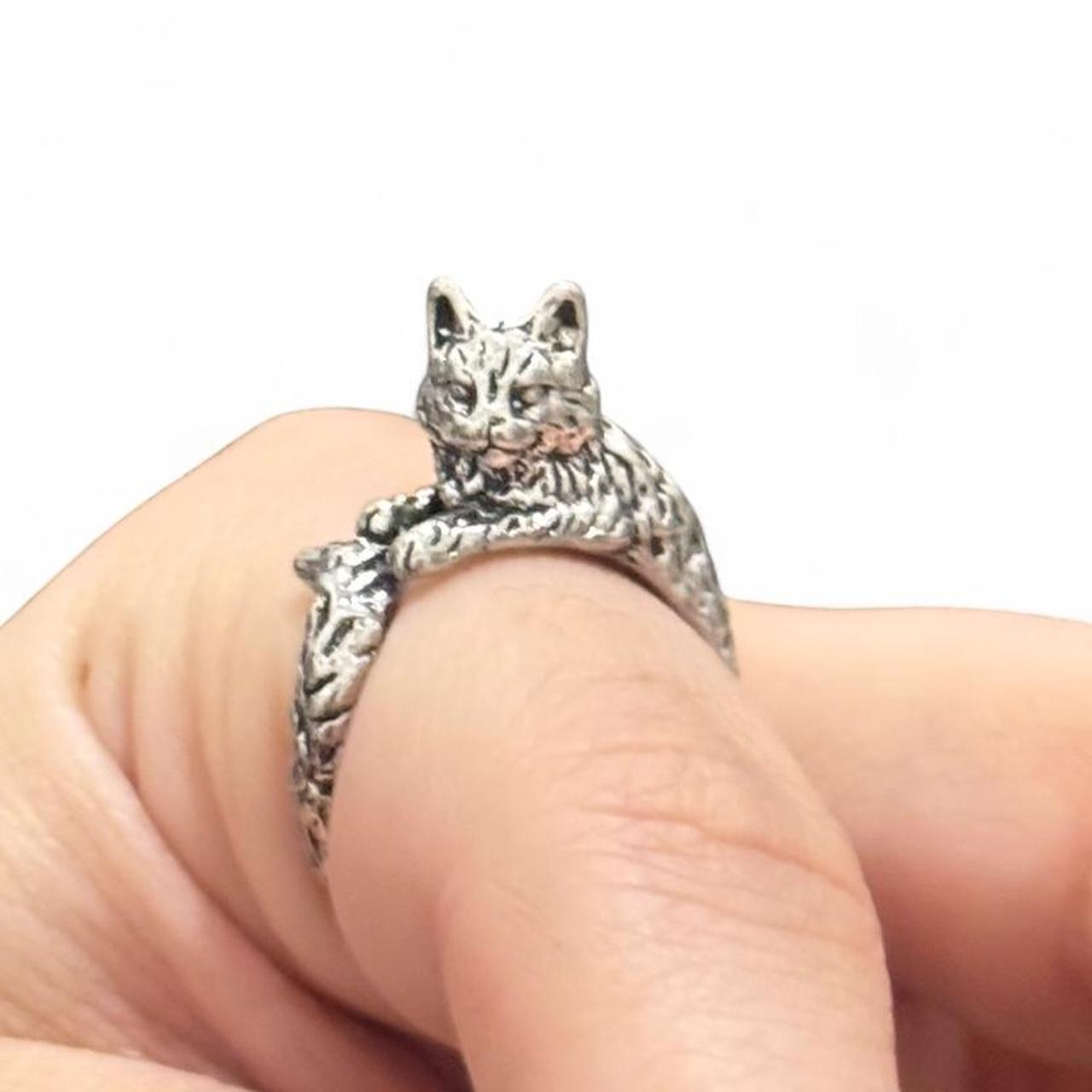 Women's Ring - Silver – Silver cat adjustable rin… - image 1