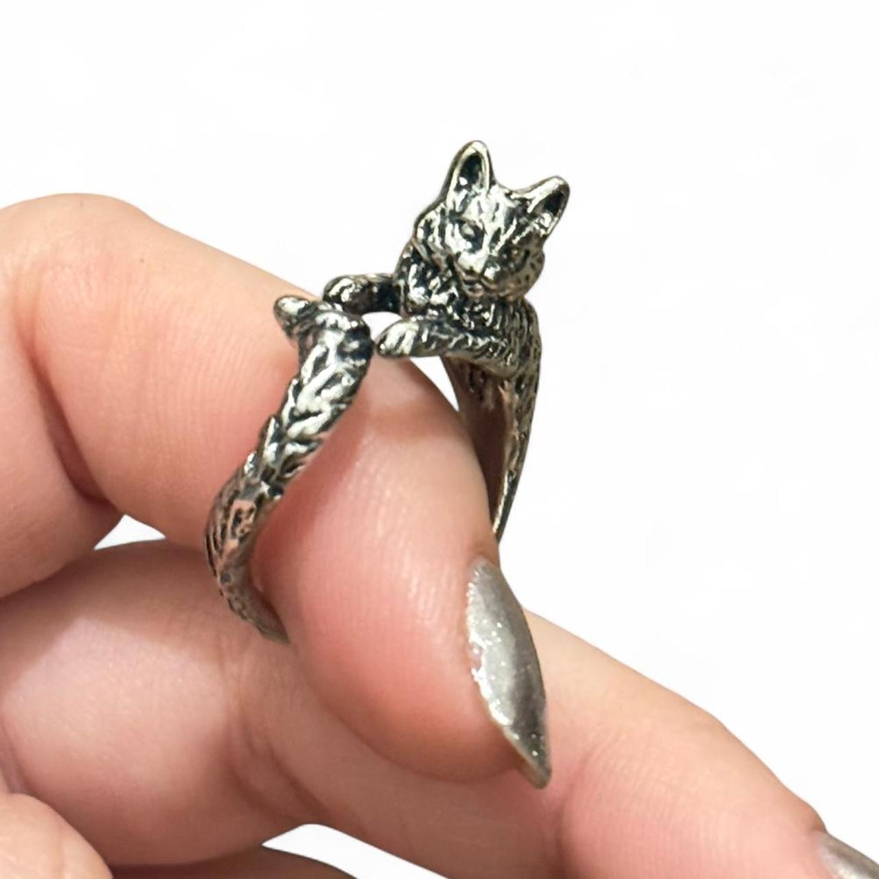 Women's Ring - Silver – Silver cat adjustable rin… - image 3