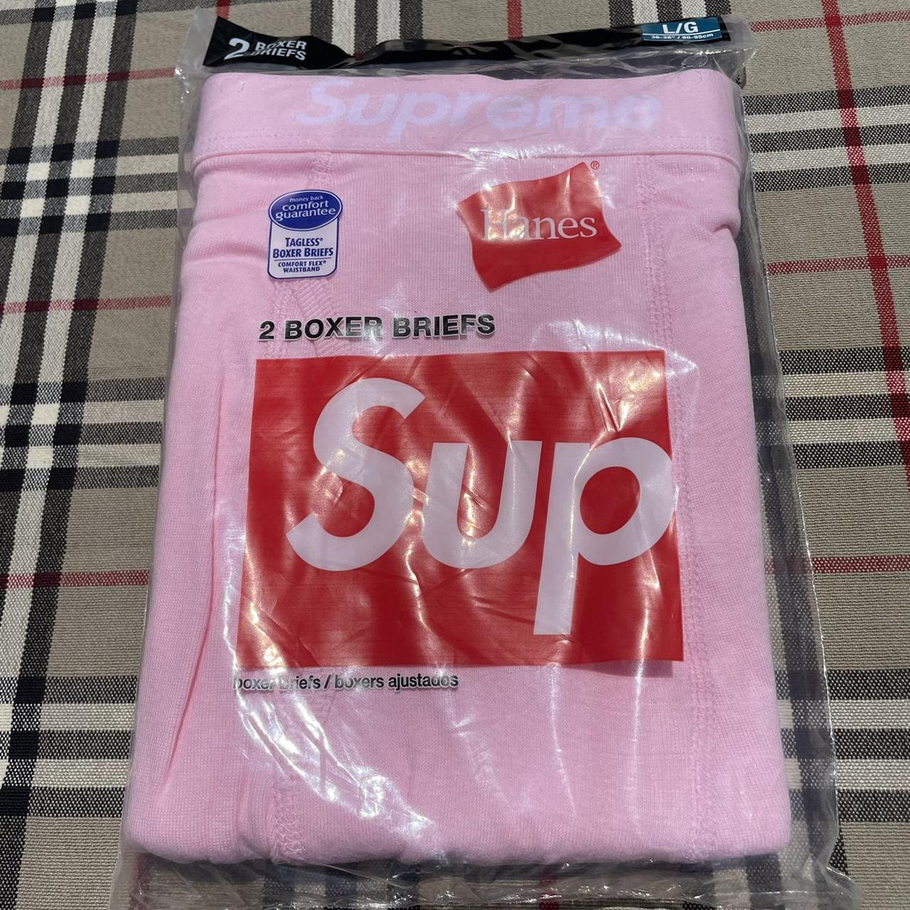 Pink supreme underwear Depop