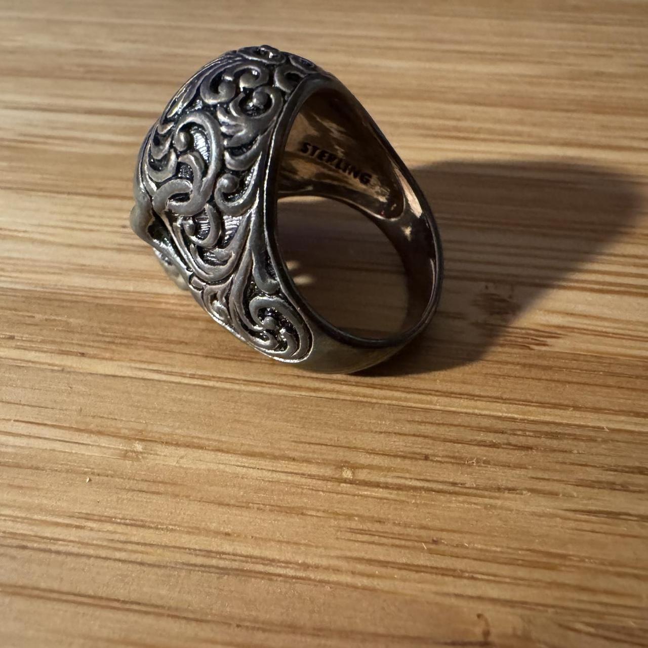 Women's Ring - Silver/Multi – Lab Ruby eye skull … - image 3