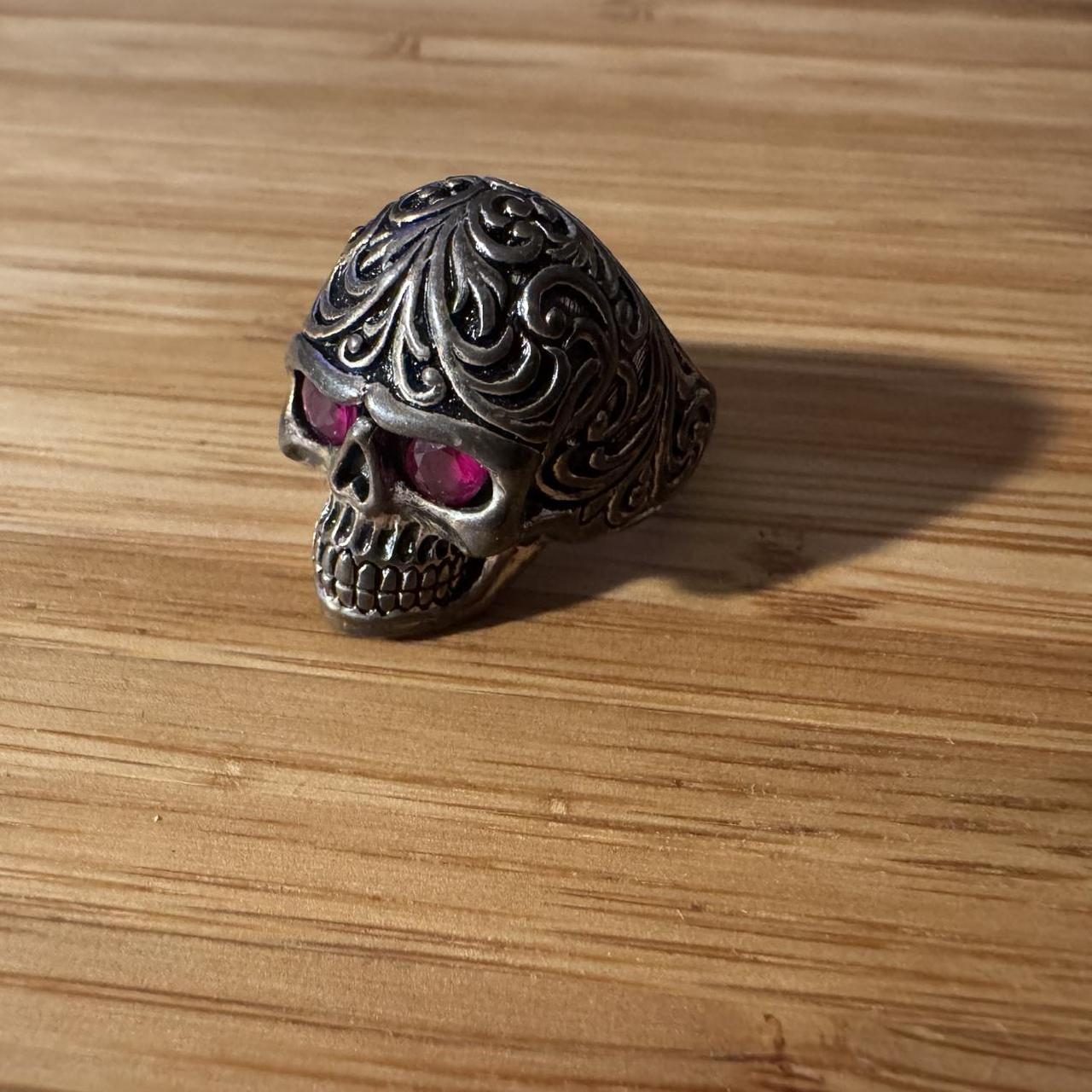 Women's Ring - Silver/Multi – Lab Ruby eye skull … - image 1
